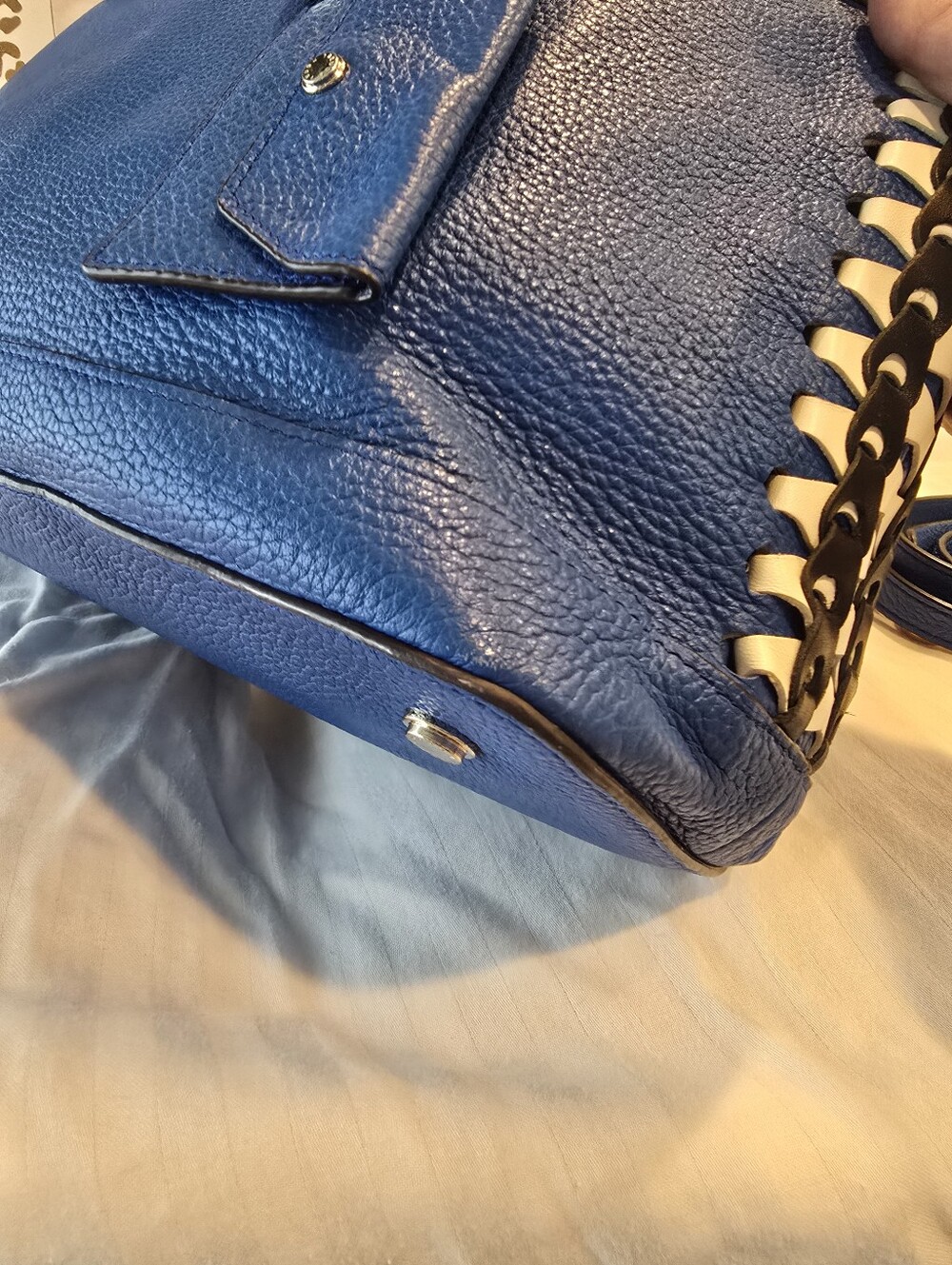 Henri Bendell Royal Blue With Whip Stitching And Two Bag Charms. - Picture 5 of 17